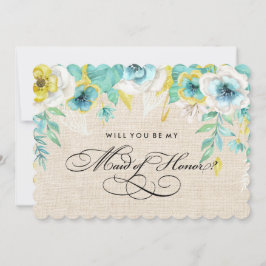 Convite Você será minha Madrinha de casamento? Floral de A