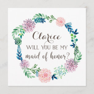 Convite Você será minha madrinha de casamento, flores, a