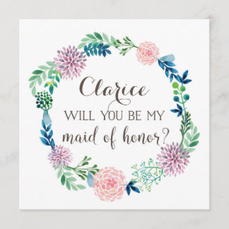 Convite Você será minha madrinha de casamento, flores, aqu