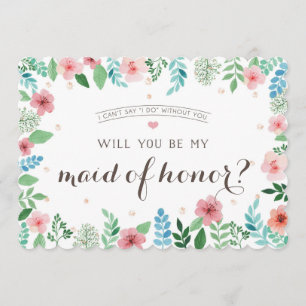Convite Você será minha madrinha de casamento, flores de a
