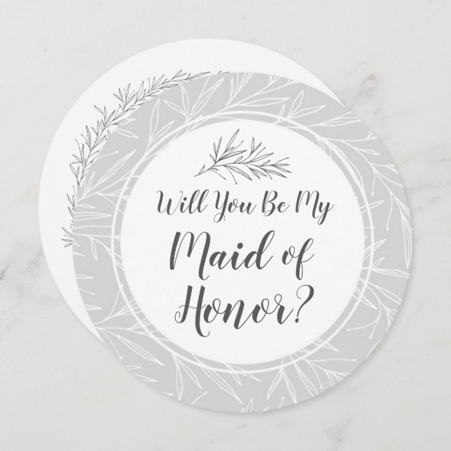 Convite Você Será Minha Madrinha de casamento Folha Botâni (Frente/Verso)