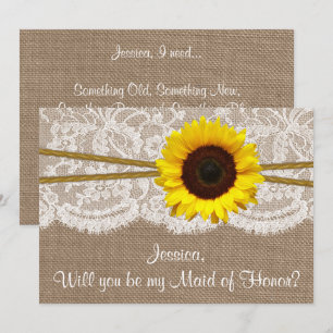 Convite Você Será Minha Madrinha de casamento? Girassol Ru