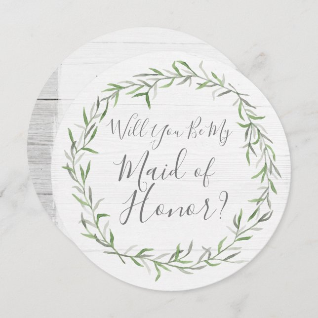 Convite Você Será Minha Madrinha de casamento, Madeira E F (Frente/Verso)