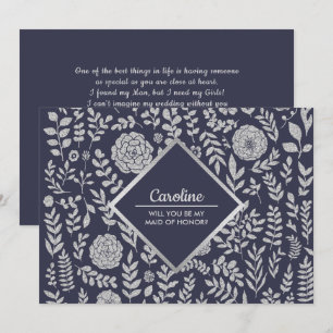 Convite Você será minha Madrinha de casamento? Marinho Blu