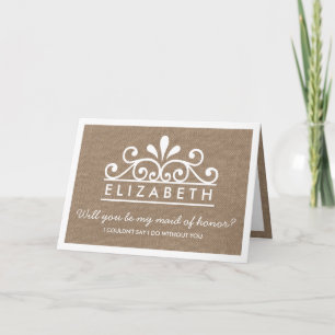 Convite Você Será Minha Madrinha de casamento? Placa Tiara