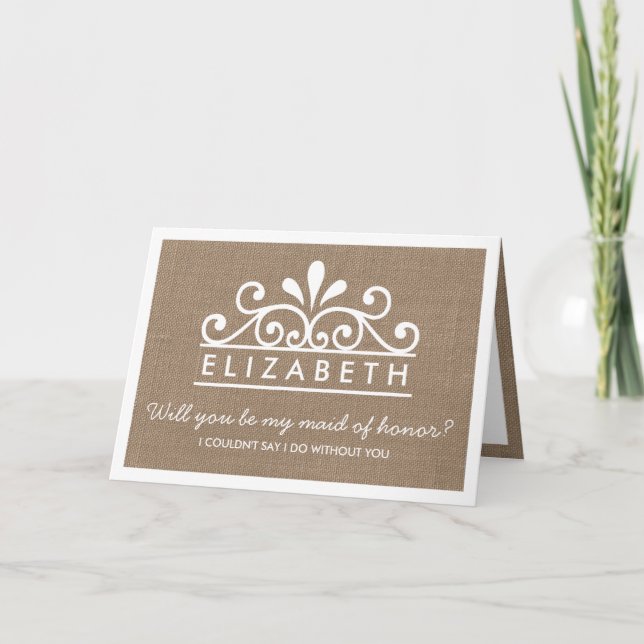 Convite Você Será Minha Madrinha de casamento? Placa Tiara (Frente)