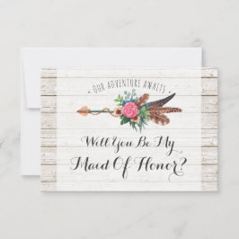 Convite Você Será Minha Madrinha de casamento? Rustic Boho
