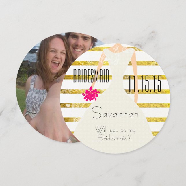 Convite Você Será Minha Mala De Ouro Da Bridesmaid (Frente/Verso)