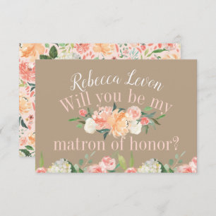 Convite Você será minha matrona do primavera da honra cora