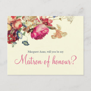 Convite Você será minha matrona do vintage da honra flor