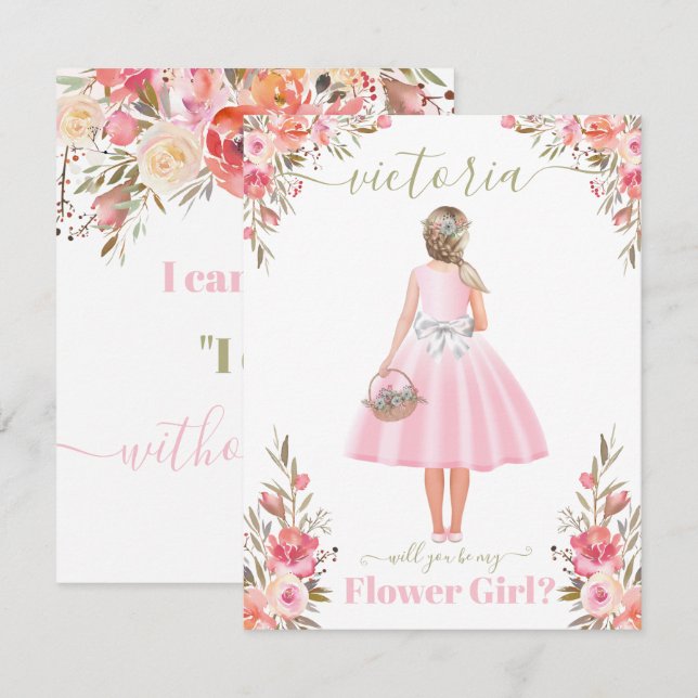 Convite Você será minha menina das flores (Frente/Verso)
