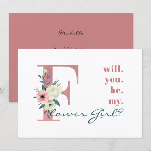 Convite Você será minha Menina das Flores Carta Floral Ros