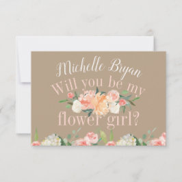 Convite Você será minha Menina das Flores Rosa Floral Prim