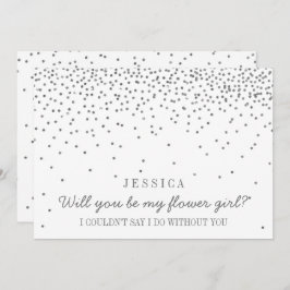 Convite Você Será Minha Menina De Flor Vintage Prata Confe