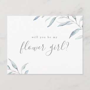 Convite Você será minha menina de flores minimalista com f