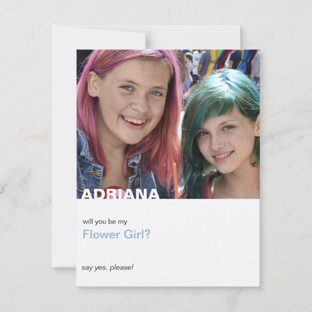 Convite Você Será Minha Menina Flor Foto Simples E Moderna (Frente)