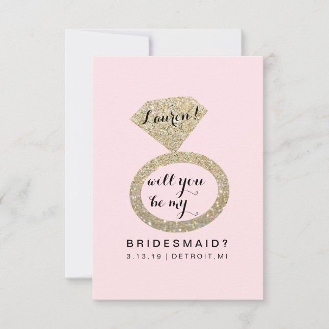Convite Você Será Minha Placa De Bridesmaid - Glit Ring Fa (Frente)