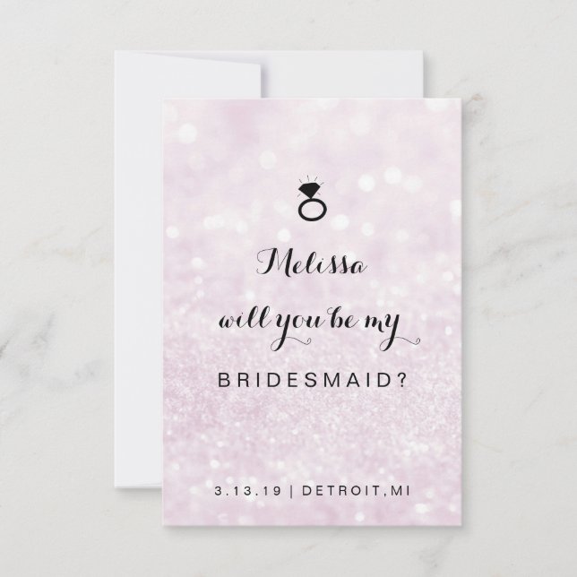 Convite Você Será Minha Placa De Bridesmaid - Glit Ring Fa (Frente)