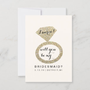 Convite Você Será Minha Placa De Bridesmaid - Glit Ring Fa