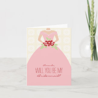 Convite Você Será Minha Placa De Bridesmaid (rosa claro)?