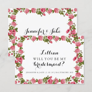 Convite Você Será Minha Placa De Bridesmaid - Rosas