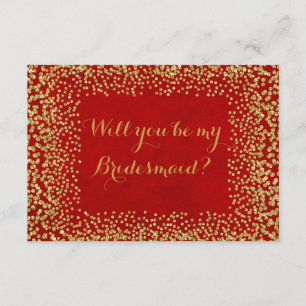 Convite Você Será Minha Porta-Cabra Vermelha Dourada Confe