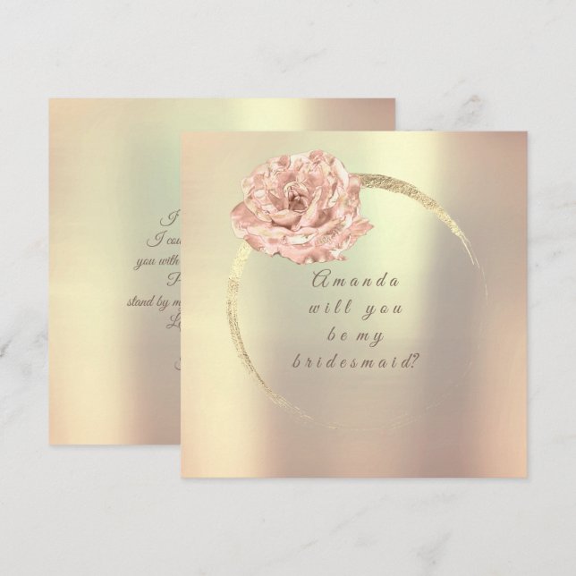 Convite Você Será Minha Porta-Cabras Dourada Rosa Peach Co (Frente/Verso)