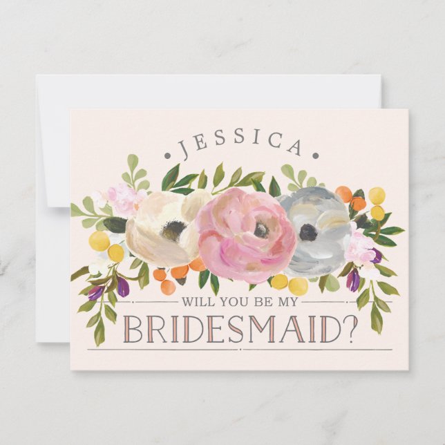Convite Você Será Minha Porta-Ponta - Bridesmaid Card (Frente)