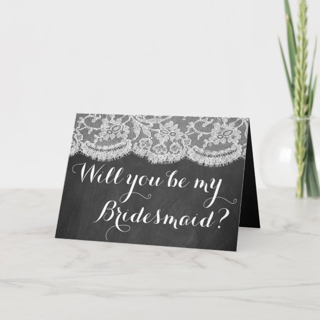 Convite Você Será Minha Porta-Voz? Chalkboard & Lace (Frente)