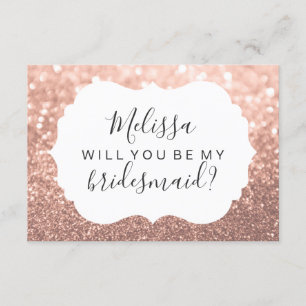 Convite Você Será Minha Porta-Voz - Rosa Glitter Dourado
