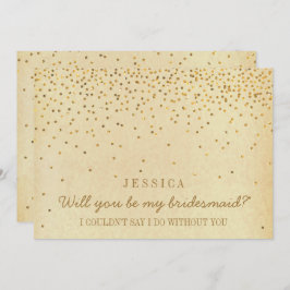 Convite Você Será Minha Porta-Voz? Vintage Dourada Confett