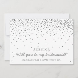 Convite Você Será Minha Porta-Voz? Vintage Silver Confetti