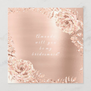 Convite Você Será Minha Rosa De Bridesmaid Dourada Wreath