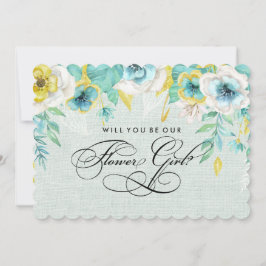 Convite Você será nossa Menina das Flores? Floral Amarelo