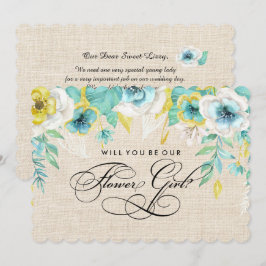 Convite Você será nossa Menina das Flores? Floral Aquarela