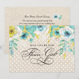 Convite Você será nossa Menina das Flores? Floral Aquarela