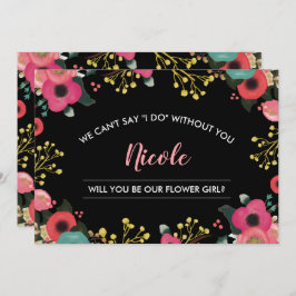 Convite Você será nossa Menina das Flores? Moderna Floral