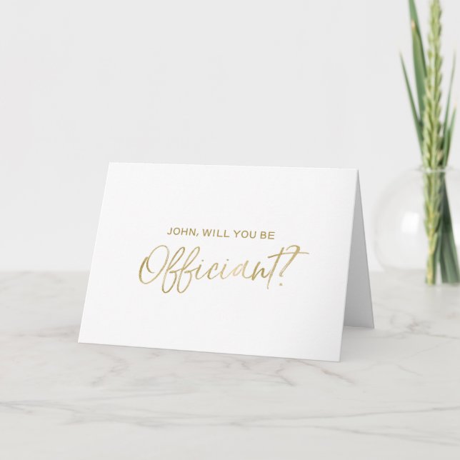 Convite "Você será nosso celebrante" carta com letra doura (Frente)
