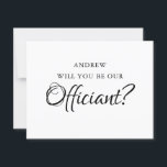 Convite Você Será Nosso Celebrante | Casamento Nos Una<br><div class="desc">Cartão personalizado de celebrante de casamento com um fundo branco tradicional que pode ser alterado para qualquer cor,  e um modelo de "você será nosso celebrante?" na frente com o texto " Amor ADICIONE NOME DO CASAL" no verso.</div>
