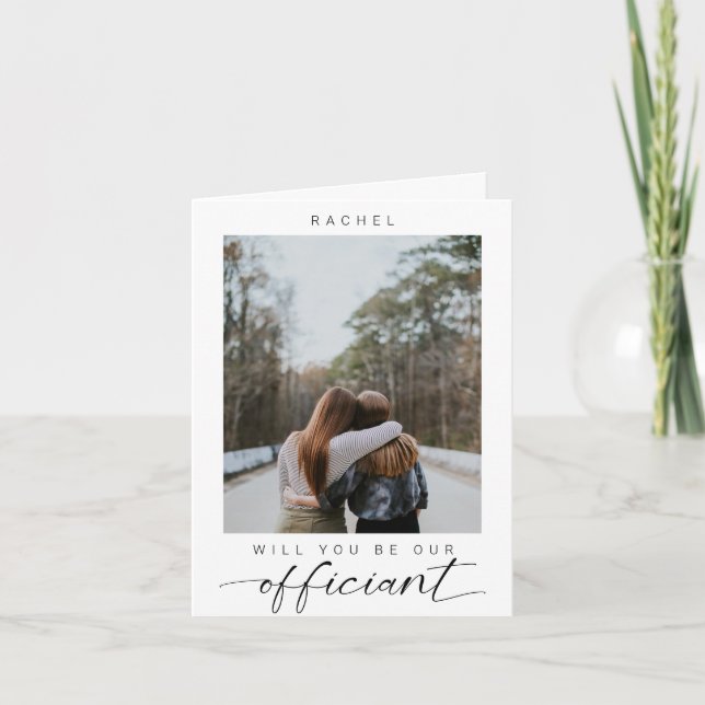 Convite Você será nosso Celebrante Minimal Foto Moderno (Frente)