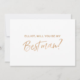 Convite "Você será o meu melhor homem"|Dourada letra Rosa 