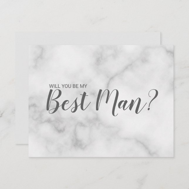 Convite Você Será O Meu Melhor Homem? Script Marble Elegan (Frente/Verso)