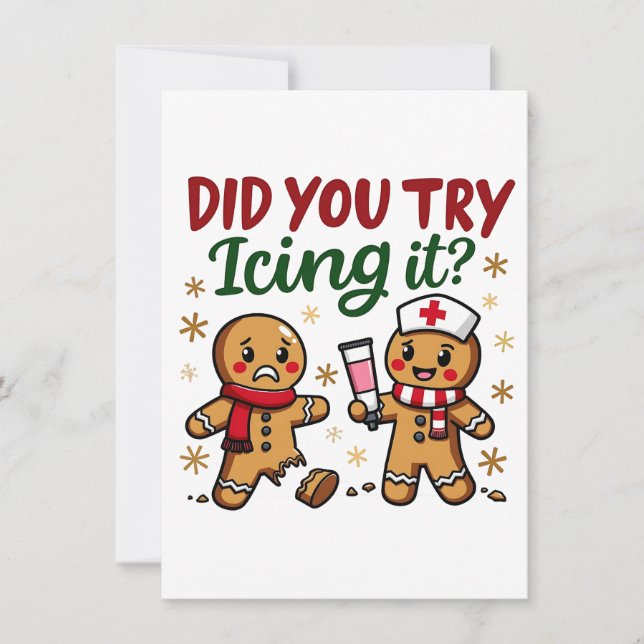 Convite Você Tentou Içar o Funny Gingerbread Enfermagem  (Frente)
