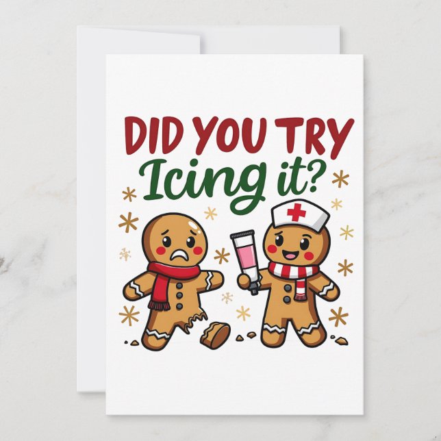 Convite Você Tentou Içar o Funny Gingerbread Enfermagem  (Frente)