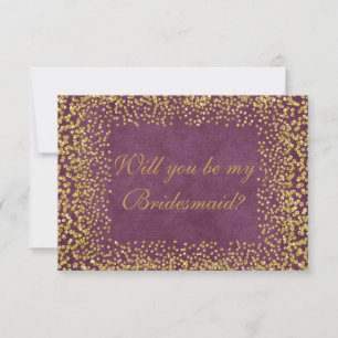 Convite Você Vai Ser Minha Bridesmaid Bordeux Dourado Con