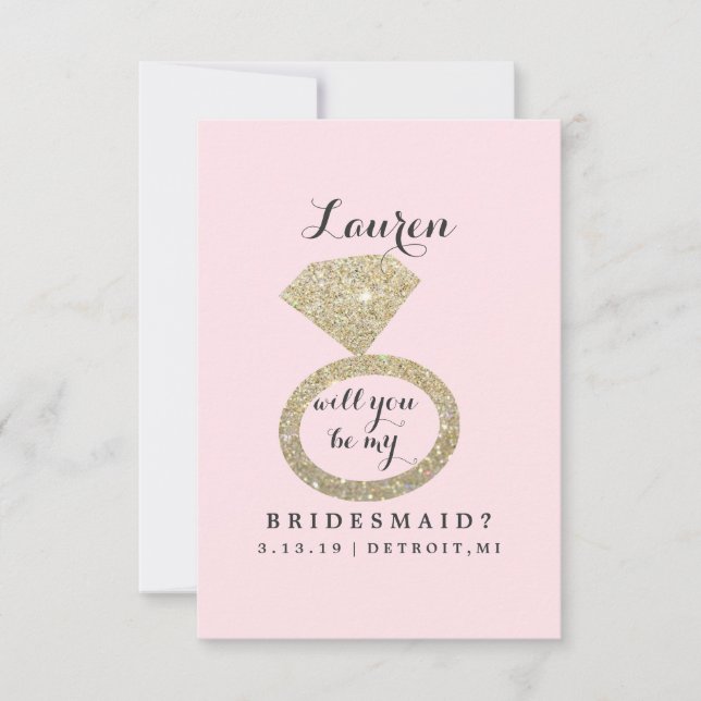 Convite Você Vai Ser Minha Carta De Bridesmaid - Glit Ring (Frente)