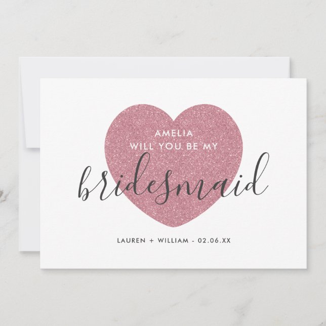Convite Você Vai Ser Minha Carta De Bridesmaid - Glitted (Frente)