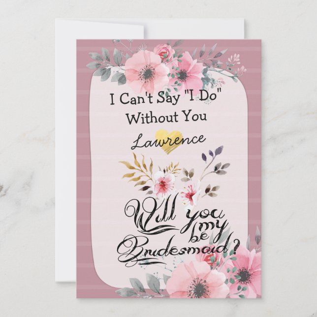 Convite Você Vai Ser Minha Letra Floral De Leitura De Leit (Frente)