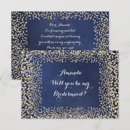 Convite Você Vai Ser Minha Porta-Voz Blue NavyGold Confett
