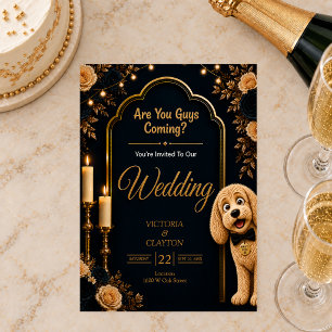 Convite Vocês Estão Vindo? Cachorro Engraçado Casamento Az